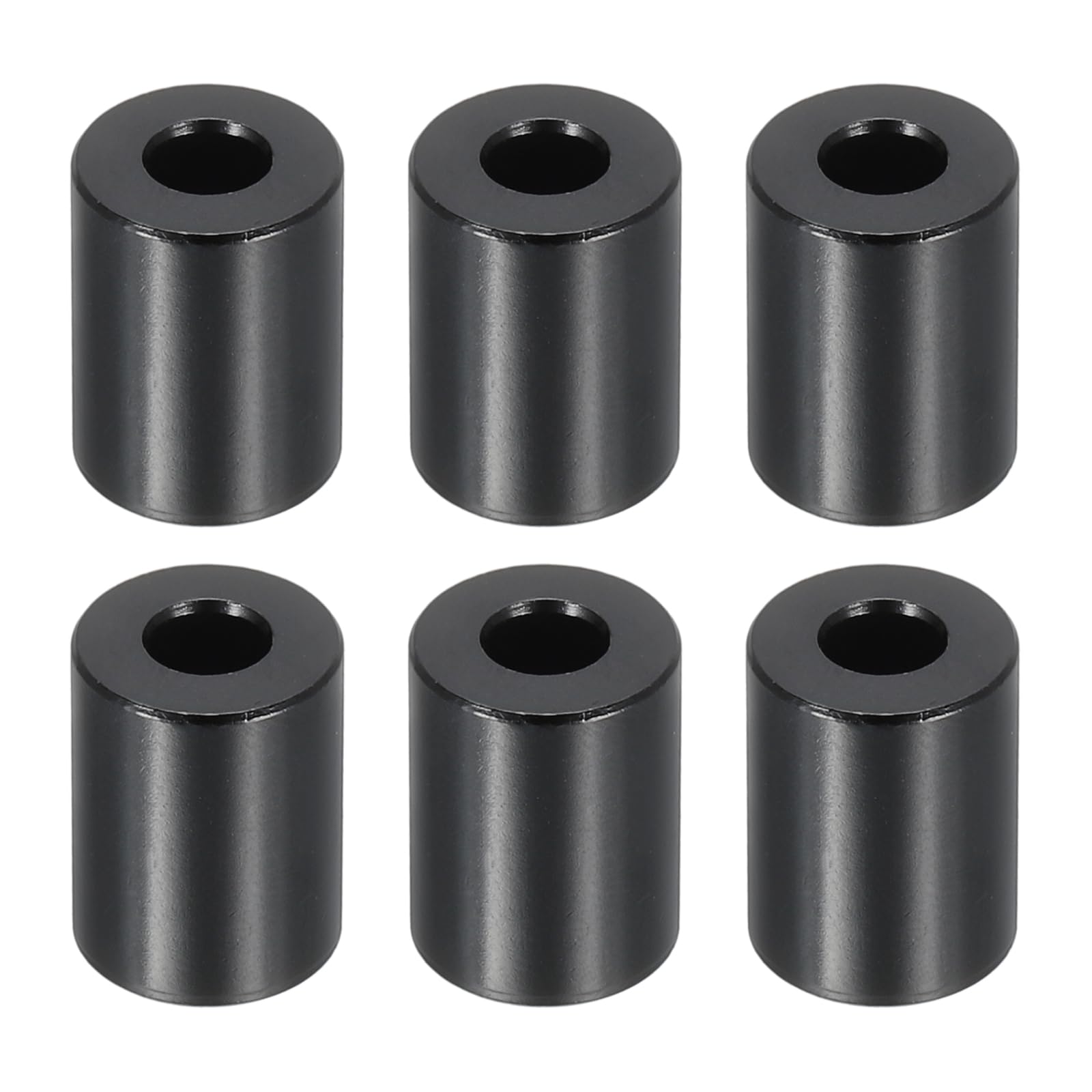 PATIKIL M5 Aluminum Spacers, 6 Pcs Metal Spacers Aluminum 5.2mm ID x 12mm OD x 16mm L Aluminum Spacer Screw Standoff Round for 1/5" or M5 Screw Bolts,Black
