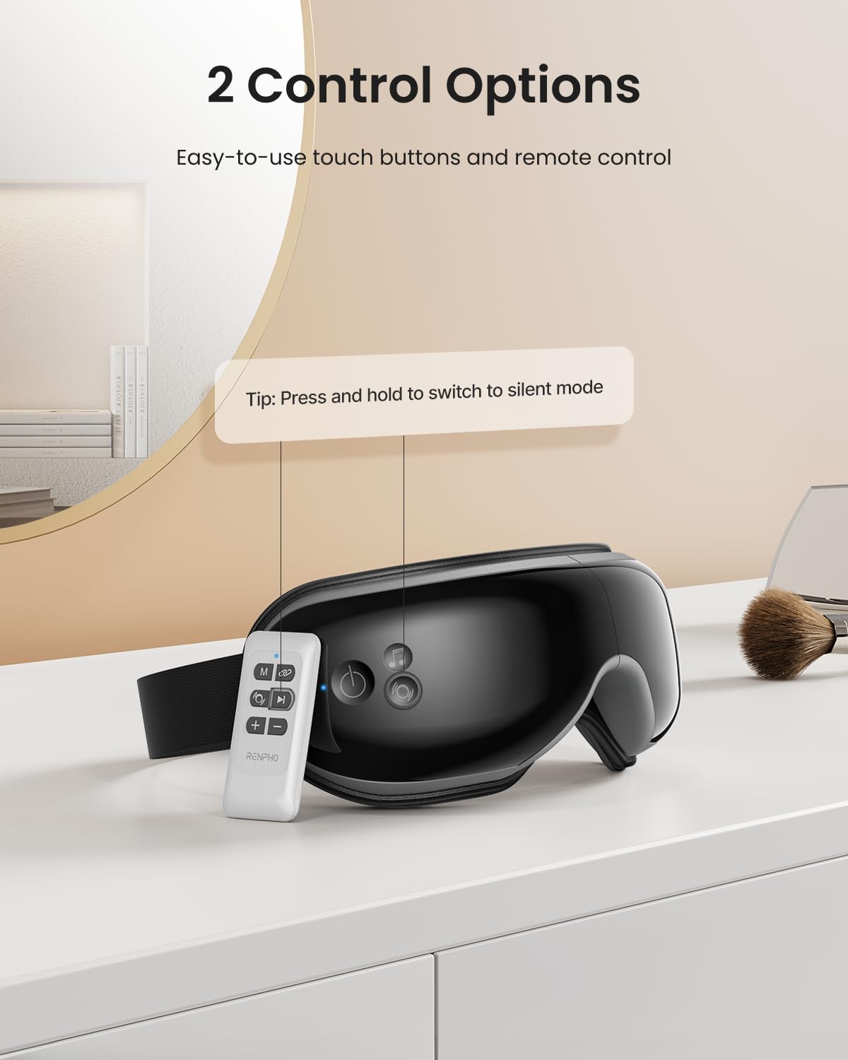 RENPHO Eye Massager, Birthday Gifts for Women Men Her Him, Eyeris1 Eye Massager with Heat & Remote, Compression, Sleep Mask for Relax, Migraine Relief, Reduce Strain, Improve Sleep