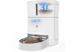 APD APETDOLA Automatic Cat Feeder, 5G & 2.4G Wi-Fi Cat Food Dispenser with APP Control, 3L Timed Pet Feeder for Pet Dry Food, 1-10 Meals Per Day