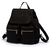 Pure Color Casual Canvas Bag Backpack Korean Style Drawstring College Style Travel Backpack Women