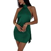 SOLY HUX Women's Halter Mini Dress Tie Backless Satin Bodycon Dresses | Sleeveless, Party, Cocktail, Going Out