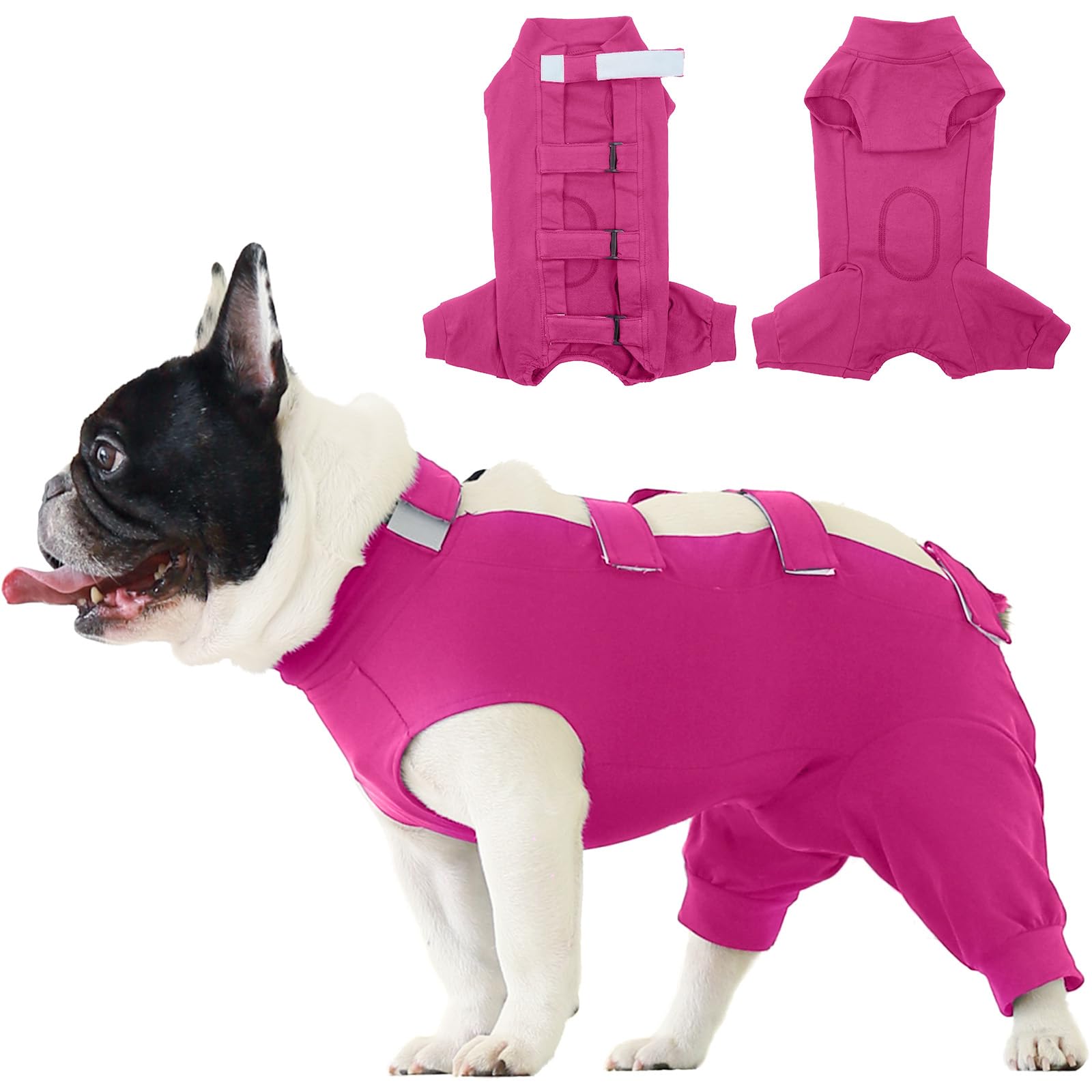 IECOii Dog Recovery Sleeve Back Leg,Dog Onesie After Surgery Spay Neuter,Long Sleeve Dog Surgical Suit Protect Abdominal & Rear Leg Wounds,Dog Post Surgery Onesie for Dogs to Stop Licking,Rosered,L