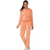 Velour Sweatsuits for Women Casual Zip Up Hooded Jackets and Long Pants 2 Pieces Outfits Sets