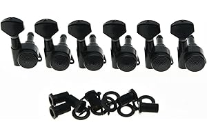 KAISH Black Locking Guitar Tuners 6 Inline Tuning Keys Machine Heads Korea Made