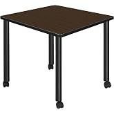 Regency Kee Medium 36 in. Square Breakroom Table- Neo Walnut Top, Black Mobile Legs