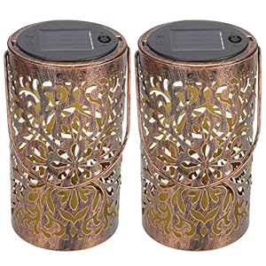 Set van 2 holle zonne-lantaarnlichten, landschapsverlichting Led-lantaarns Decoratieve waterdichte buiten hangende zonne…