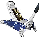 Yellow Jacket Floor Jack 3 Ton Hydraulic Low Profile Aluminum and Steel Racing Car Jack with Fast Liftiing Dual Pump for SUVs
