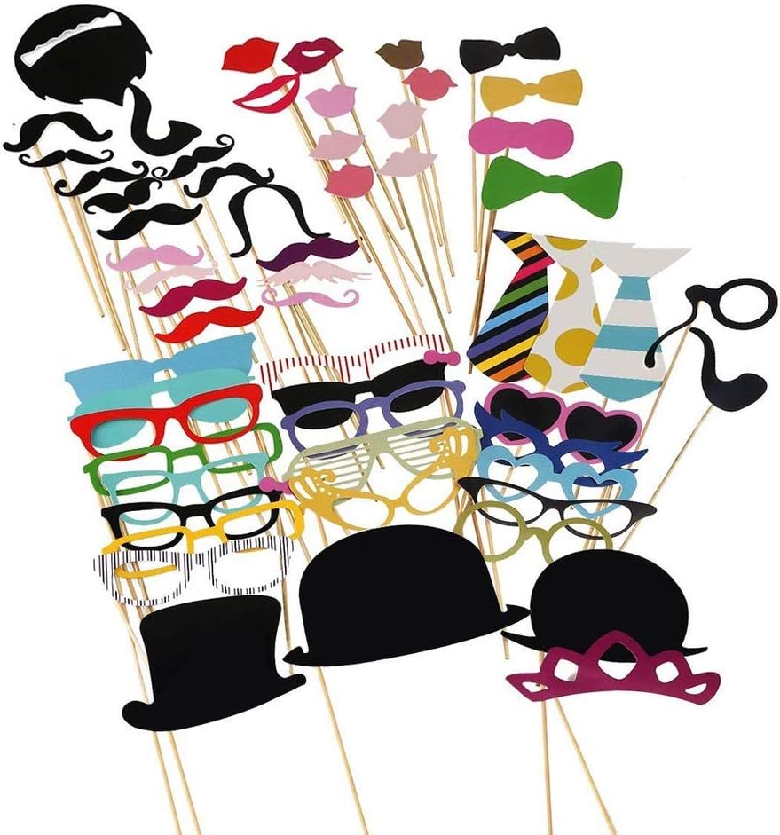 58PCS Colorful Props On A Stick Mustache Photo Booth Party Fun Wedding Birthday Party Fun Games Selfie Christmas Aniversary - Image 3