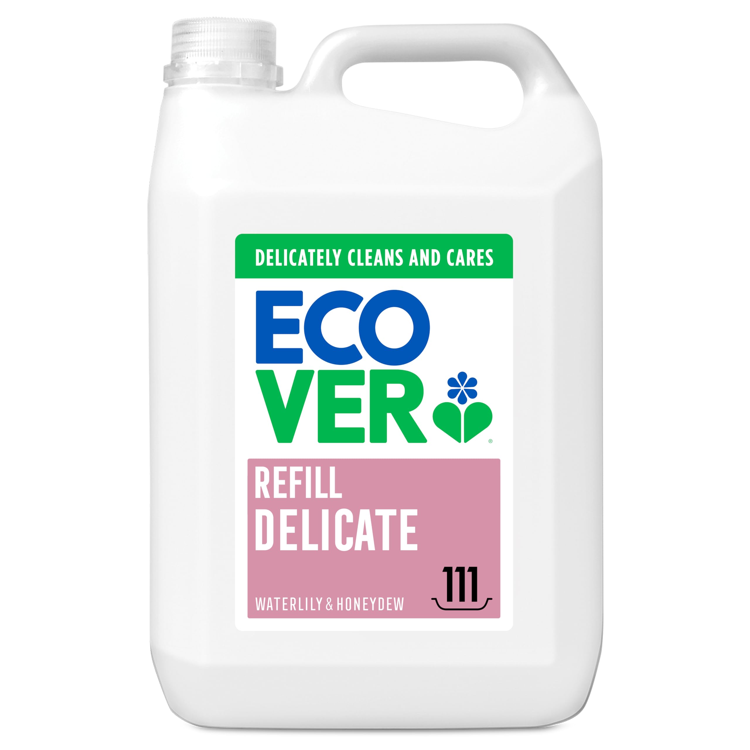 Ecover Delicate Laundry Detergent Refill, Laundry Washing Liquid, Fresh Waterlily & Honeydew Scent 1 x 111 Washes, 1 x 5L