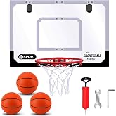 Upgrade Basketball Hoop Set-Extra Large 24"x 16" Pro Indoor | Indoor Basketball Hoop for Door&amp;Wall with Balls,Complete Accessories,Basketball Toy Gift Perfect for Boys Girls Teens Adult 