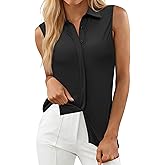 siliteelon Sleeveless Button Down Shirts for Women Collared Shirt Stretch Hidden Button Tank Top Work Casual Blouse Top