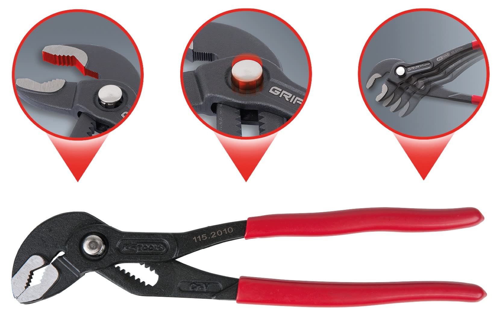 KS Tools 115.2010 Wasserpumpenzange mit Druckknopfverstellung, 240mm 2