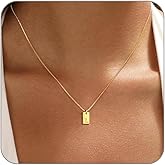 ZHESHY Initial Necklaces for Women Dainty 14K Gold Plated Necklaces Silver Initial Name Necklace Letter A-Z Tag Pendant Personalized Gold Jewelry Valentine's Day Gifts