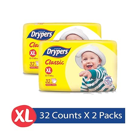 Drypers Classic Open XL Sized Diaper (32 Counts) (Taped Diaper)