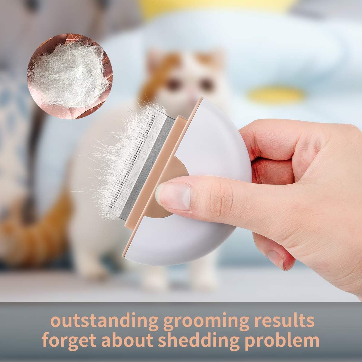 Cat Hair Removal Comb Dog Grooming Brush 2 in 1 Pet Massage Shedding Brush Portable Self Cleaning Tools for Short Long Haired Puppy & Kitten & Rabbit & Little Pets