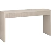 Henn&amp;Hart 55" Fluted Modern Console Table, Sofa Table, Beech White | Ribbed detailing and an open sled base creates a modern focal point and display space to entryways, living rooms, and offices
