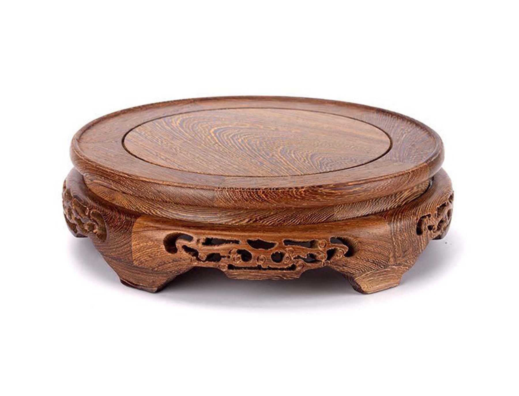 Photo 1 of Palmetto Housewares Rosewood Gray Stand Oriental Style, Jichimu Vase Plant Stand, Fish Bowl Stand, Multiple-purpose Gray Color Display Stand (Outside Dia 11"x2" (28x6cm))