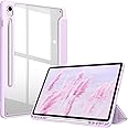 Fintie Hybrid Slim Case for Samsung Galaxy Tab S10 FE/ S9 FE 5G 10.9 Inch/Tab S9 11 Inch with S Pen Holder, Shockproof Cover with Clear Transparent Back Shell, Auto Wake/Sleep, Lavender