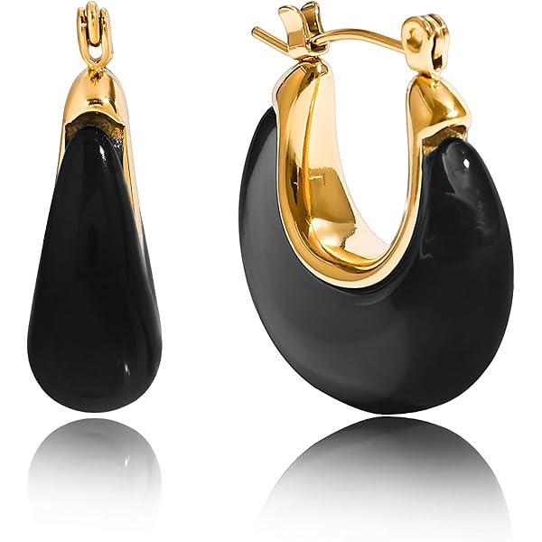 Amazon.com: Ross-Simons Black Onyx Hoop Earrings in 14kt  display picture 1