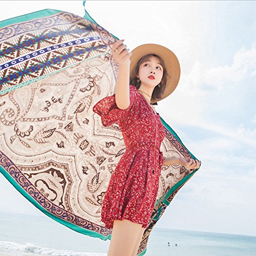 SUNBABY Women Boho Shawl Beach Towels Rectangle Cotton Scarf Travel Sarong Wrap Swimwear Cover Up Beach Mats (Coffee Cashew)