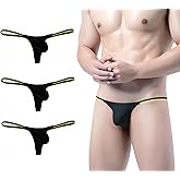 WOWSKY Men's Low-Rise Gstring Trendy Silk Touch Thong Elastic Comfort, Sexy Bikini Design