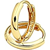14k REAL Yellow OR White Gold 1.5mm Thickness Huggie Earrings (8 x 8 mm)
