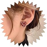 Yheakne Vintage Red Enamel Heart Stud Earrings Red Love Heart Earrings Acrylic Heart Shape Earring Love Enamel Earring Jewelry for Women