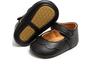 LAFEGEN Baby Girls Mary Jane Flats with Bownot Non Slip Soft Sole PU Leather Newborn Infant Toddler First Walker Cirb Dress Shoes