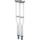 BodyMed Aluminum Crutches for Adults and Children &ndash; Pair of Lightweight, Height Adjustable Crutches &ndash; Includes Padded Underarm Cushions, Hand Grips, &amp; Rubber Tips &ndash; Max. Weight Capacity 300 lb.