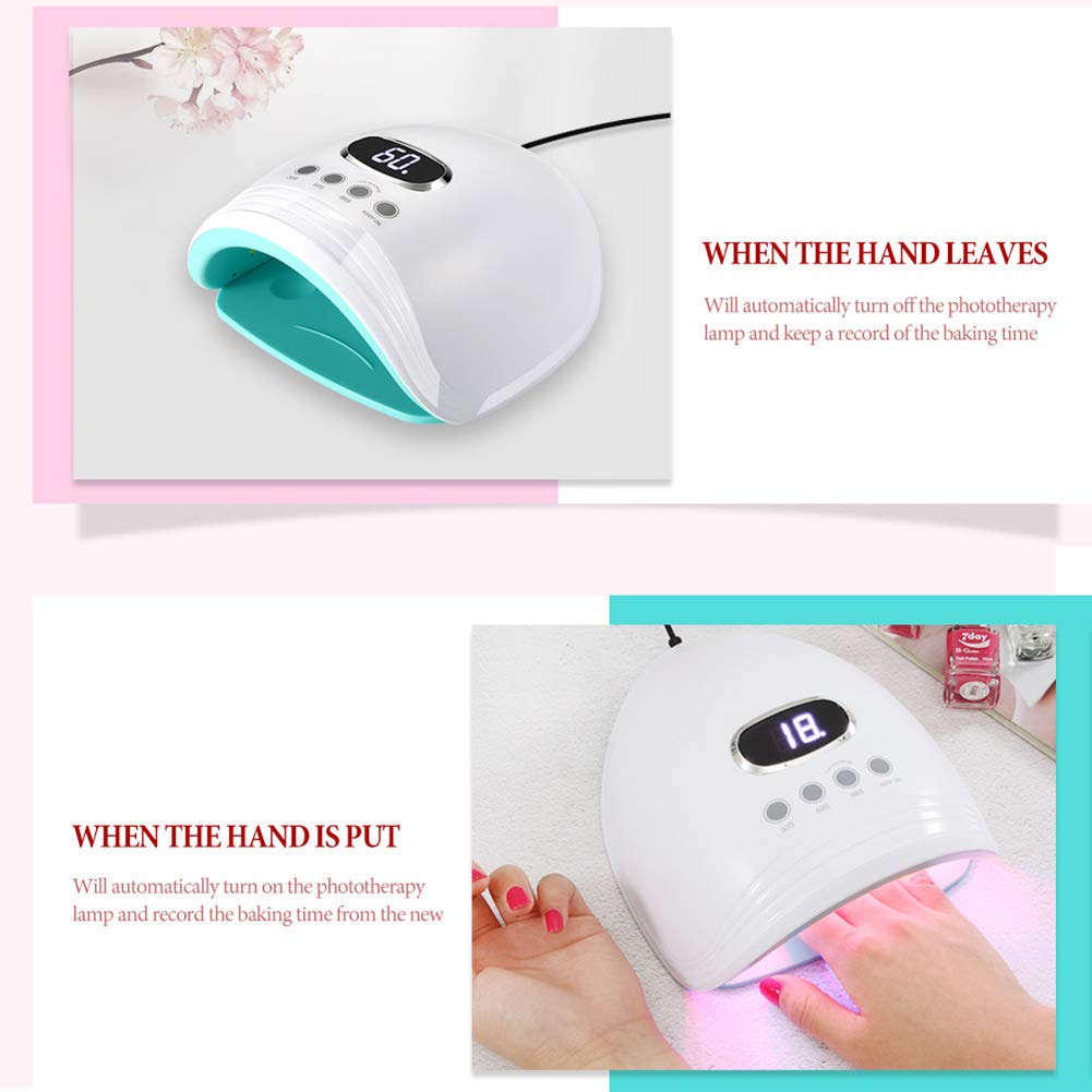 [Patent Design] 60W UV LED Nail Lamp, Professional Nail Fast Dryer Curing Light for Gel Polish Smart Auto-sensing with 30/60/99s Timer 2 Light sources and Removable Base (Blue)