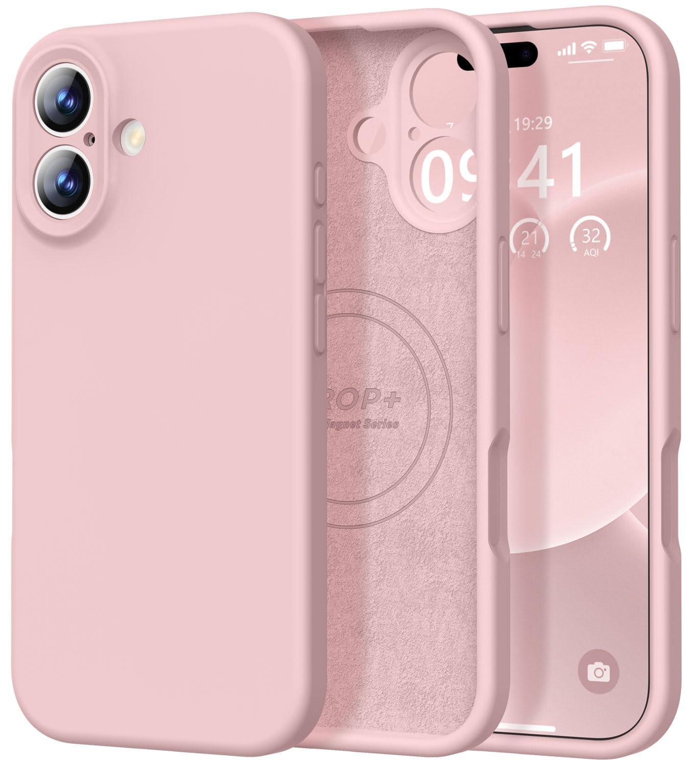 Photo 1 of Vooii Magnetic for iPhone 17 Case, Compatible with Magsafe (Premium Liquid Silicone) (Integrated Camera Control Button) Full Body Protective Anti-Scratch Microfiber Lining 6.3", Pink Sand
