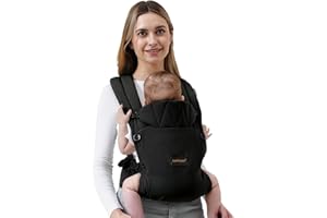 BethBear Baby Carrier Newborn to Toddler, 7-45 lbs with Natural Cotton Linen, Ergonomic Design,Versatile and Adjustable,Hands Free for Moms&Dads (Black)