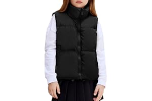 Arshiner Girls Winter Zipper Puffer Vest Lightweight Sleeveless Outwear Puffy Vests for 5-12 Years Old