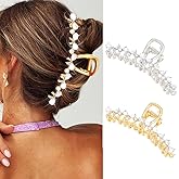 Gortin Claw Clips Gold MetalHair Clips for Thick Hair Rhinestone Large Hair Jaw Clamps Hair Accessories for Women Pack of 2