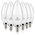 hansang LED Candelabra Bulbs 6 Watt (60 Watt Equivalent),Daylight 5000K,600lm RA>83,Candle Bulb Base E12 for Chandelier B11 Ceiling Fan Bulb Non-Dimmable (6 Pack)
