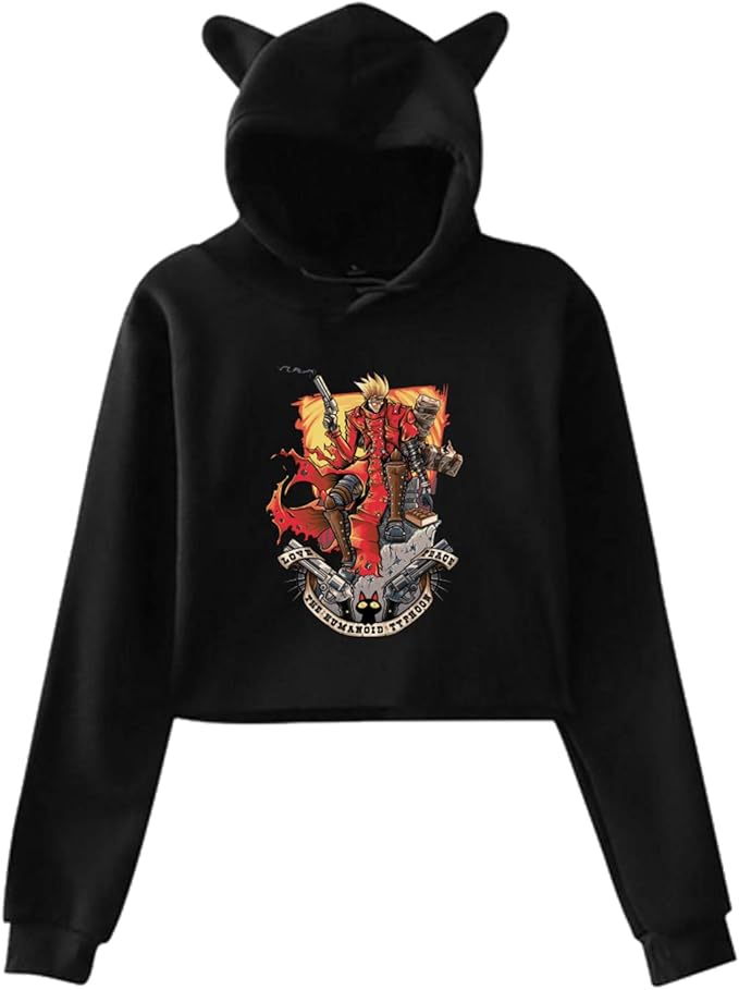 Amazon.com: Trigun The Humanoid Typhoon Women Cat Ear Pullover Sweatshirt Personalized Long 