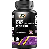 Oxify MSM 1500 mg (Also Called (Methylsulfonylmethane) | 180 Tablets | Gluten-Free, Non-GMO | Supplement Made in USA