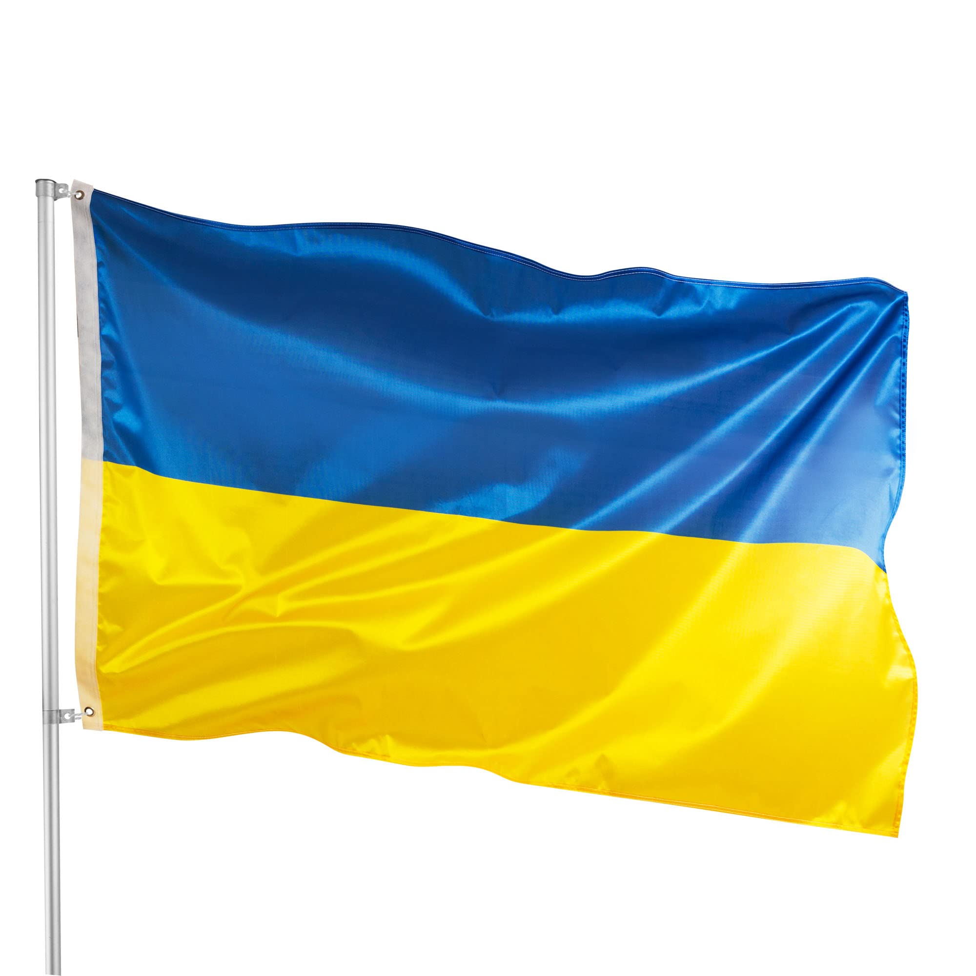 PHENO FLAGS Premium Ukraine flag 90x150 cm – extremely weather-resistant - metal eyelets - special sealing technology – double-stitched - brilliant and vibrant colours