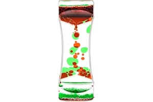 ABIQAQIBA Red Green Liquid Motion Bubbler Timer for Holiday Stocking Stuffers Set of 1, Liquid Bubble Drop Oil Water Hourglass Sensory Toys for Autistic Relaxing Activity, Office and Home