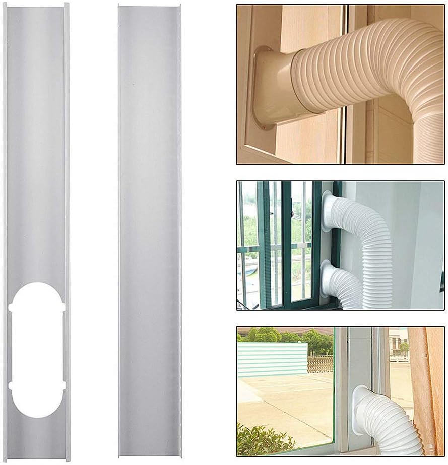 Majome 2 Pcs 1.3m Adjustable Window Kit Plate Exhaust Hose/Tube Connector for Portable Air Conditioner