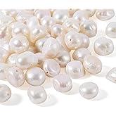 Sparkeads Freshwater Pearl Beads 50pcs Natural Pearls for Crafting 7-9mm Seashell Color Baroque Real Pearl Beads Drilled Spacer Bead for Bracelets Necklaces Earrings Jewelry Making Hole: 0.6mm