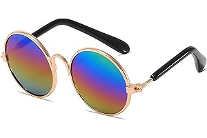 Fashion Pet Sunglasses for Cats and Small Dogs in Rainbow Color with UV Protective Lenses for Photos and Outdoor Styling
