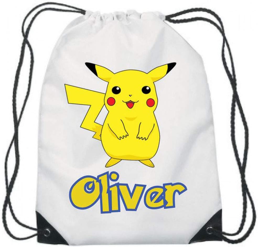 FUNKY DUMMY LTD PERSONALISED GYM BAG. DRAWSTRING, SWIMMING, PE, SPORT, SCHOOL, ANY NAME, PIKACHU