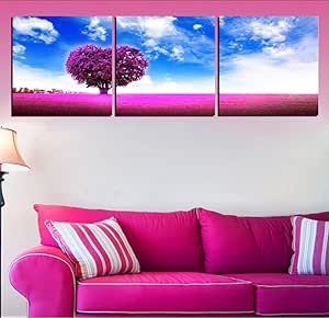 Ysurehom Hermoso Paisaje Pintura Cielo Azul Hierba Roja Cuadros De Arte