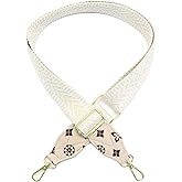 Adjustable Purse Strap with Beige Leather End - 1.5" Wide Handbags, Camera, Guitar, Phone & Crossbody Bag Replacement Shoulder Straps(Gold Hardware)
