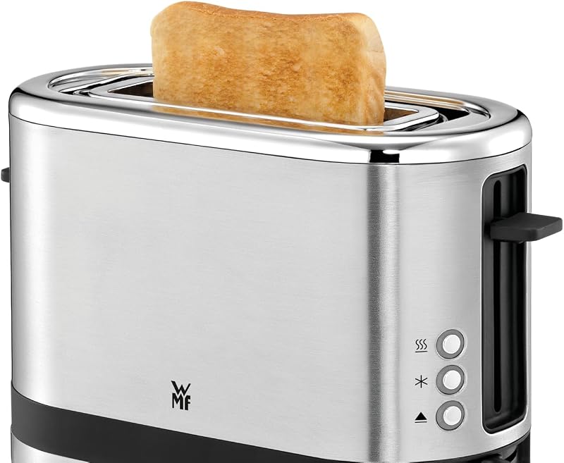 Küchenminis 1-Scheiben Toaster Langschlitz XXl-Toast, Mini Toaster mit Brötchenaufsatz 7 Bräunungsstufen Überhitzungsschutz 600W Edelstahl matt