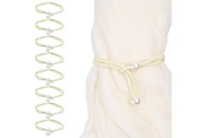Kioiner 8 Pcs Curtain Tiebacks, Adjustable Pull-Out Rope Curtain Tiebacks with White Pearls, Curtain Holdbacks Tie for Draper