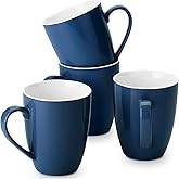 BTaT- Porcelain Coffee Mugs Set, 16 Ounces, 4 Pack, Black Ceramic Coffee Mugs with Handle, Restaurant Cups for Mocha, Tea, Cappuccino, Cocoa, Cereal, Mug Gift Set, Dishwasher and Microwave Safe
