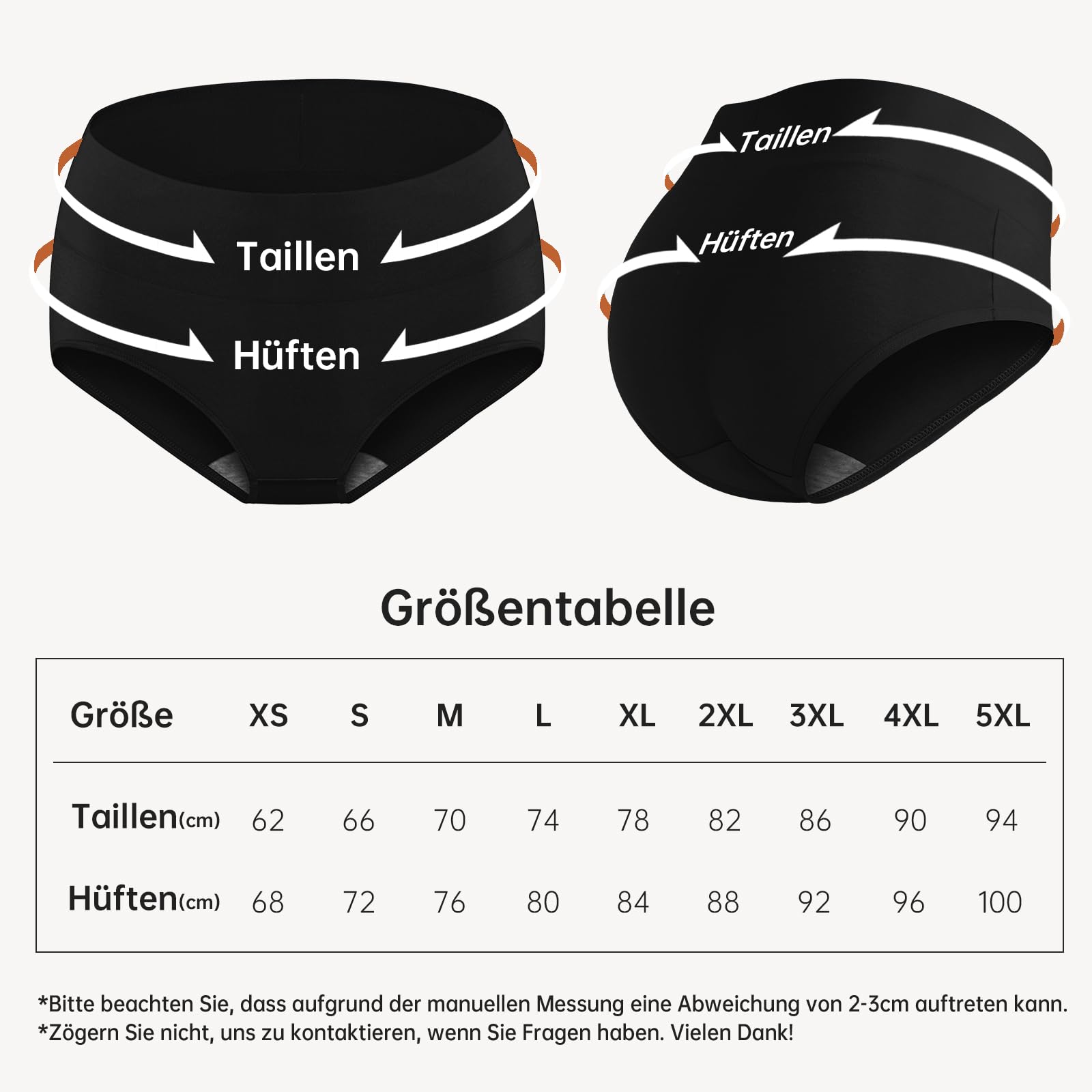 QINCAO Unterhosen Damen, 6er Pack Hohe Taille Slips Baumwolle Unterwäsche, Stretch Atmungsaktiv Panties Weich 7