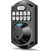 TEEHO TE002 Fingerprint Deadbolt with Keypad for Front Door, Matte Black | 1-Second Fingerprint Unlock, ANSI Grade 3, 20 User Codes, Auto Lock, Anti-Peep Password, IP54 Waterproof &amp; Low Battery Alerts